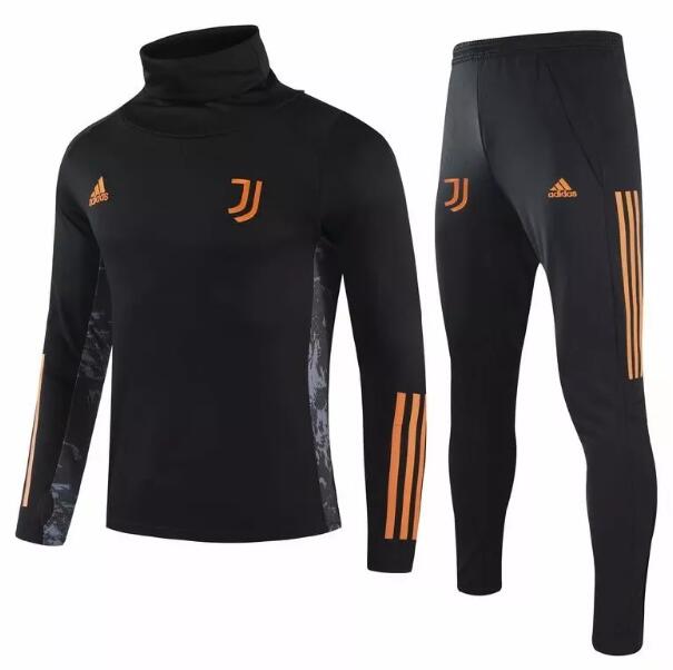 Juventus Black Orange Training Kits High Neck Sweatshirt with Pants 2020/21